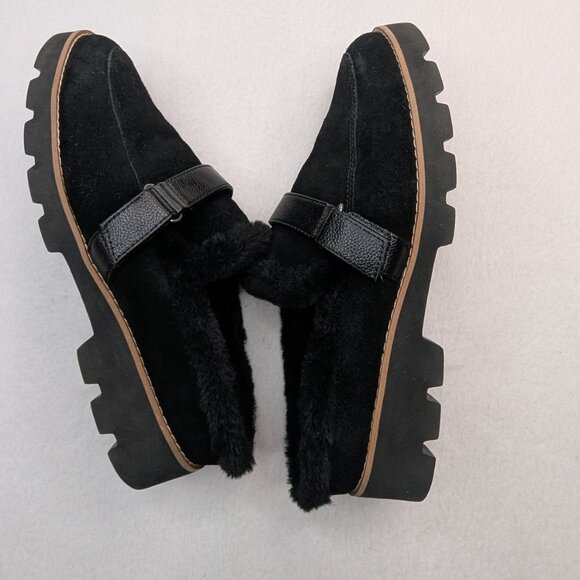 Vionic Women's Kailen‎ Faux Fur Black Tan Sherpa Mules Slip-On Size 6.5 - Picture 10 of 11